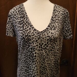 Women's Leopard Print Short Sleeve Top